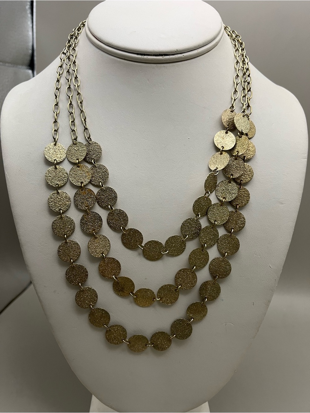 Elegant Multi-Strand Gold Disc Necklace